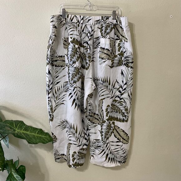C&C CALIFORNIA PANTS WOMEN'S PLUS SZ. 2X CROPPED 100% LINEN TROPICAL PRINT - Picture 3 of 9